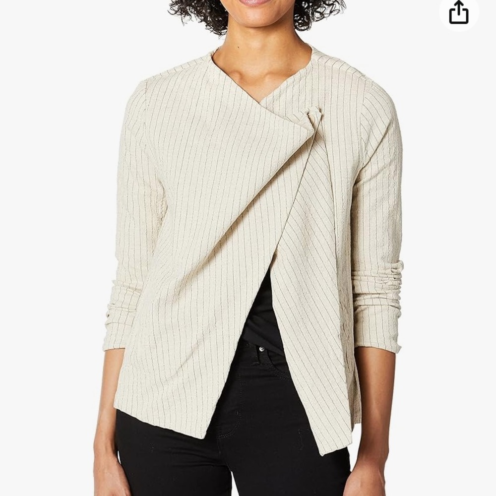 Blank‎ NYC linen blend drape front jacket - Picture 2 of 6